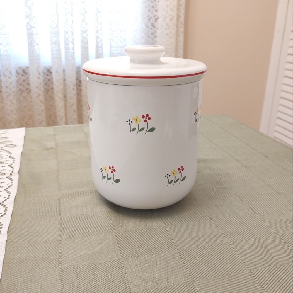 VTG Large RB Bernarda Canister Portugal Ceramic Container Storage Jar Floral 9"